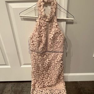 Lace high neck midi dress